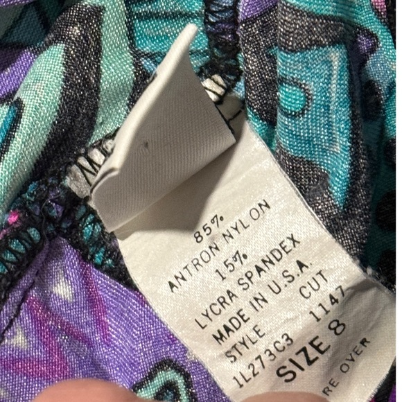 Vtg Catalina Abstracted Ruched Swimsuit Faux Wrap USA Teal Gold Paisley - Picture 9 of 9